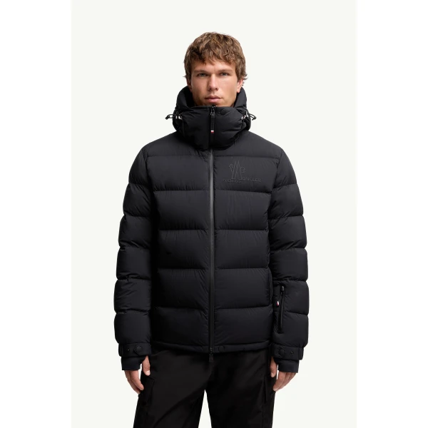 Moncler Isorno Hooded Insulated Ski Jacket in Black, view 4 | Men's Skiwear | Coveti