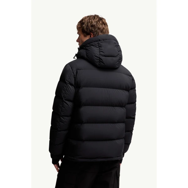 Moncler Isorno Hooded Insulated Ski Jacket in Black, view 5 | Men's Skiwear | Coveti