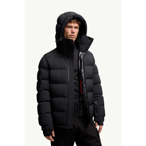 Moncler Isorno Hooded Insulated Ski Jacket in Black, view 6 | Men's Skiwear | Coveti