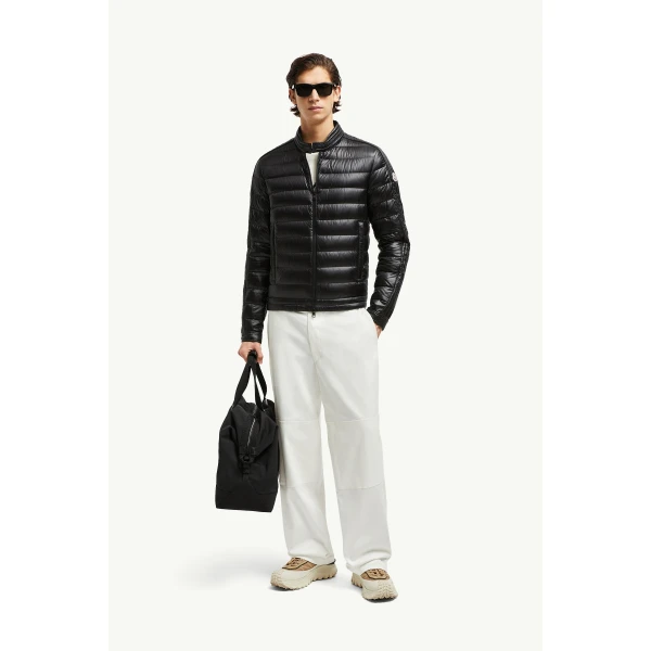 Moncler Jacobus Down Biker Jacket in Black, view 2 | Men's Jackets | Coveti
