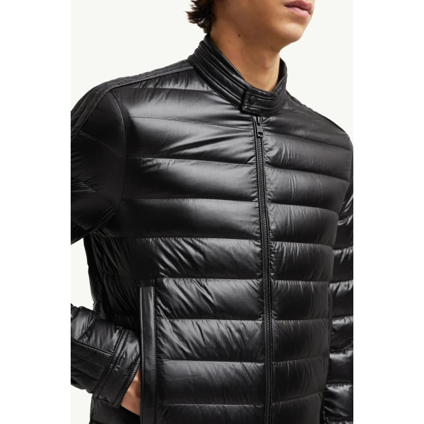 Moncler Jacobus Down Biker Jacket in Black, view 6 | Men's Jackets | Coveti