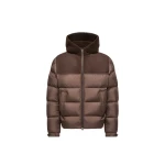 Moncler Jalmar Hooded Short Down Jacket in Brown | Men's Jackets | Coveti
