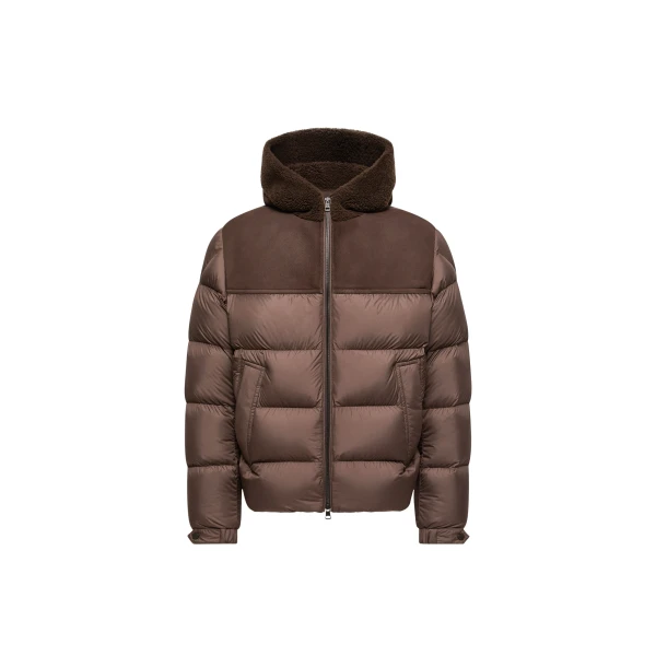 Moncler Jalmar Hooded Short Down Jacket in Brown | Men's Jackets | Coveti