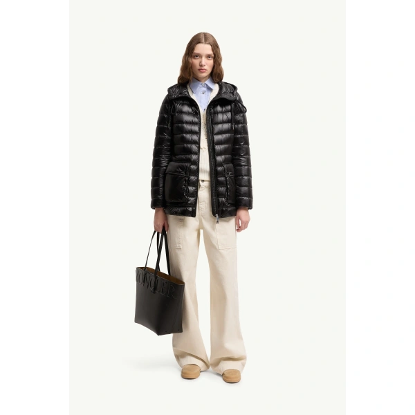 Moncler Jasmin Short Down Jacket in Black, view 2 | Women's Puffer Jackets | Coveti