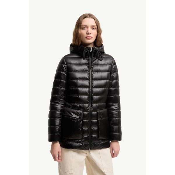 Moncler Jasmin Short Down Jacket in Black, view 4 | Women's Puffer Jackets | Coveti