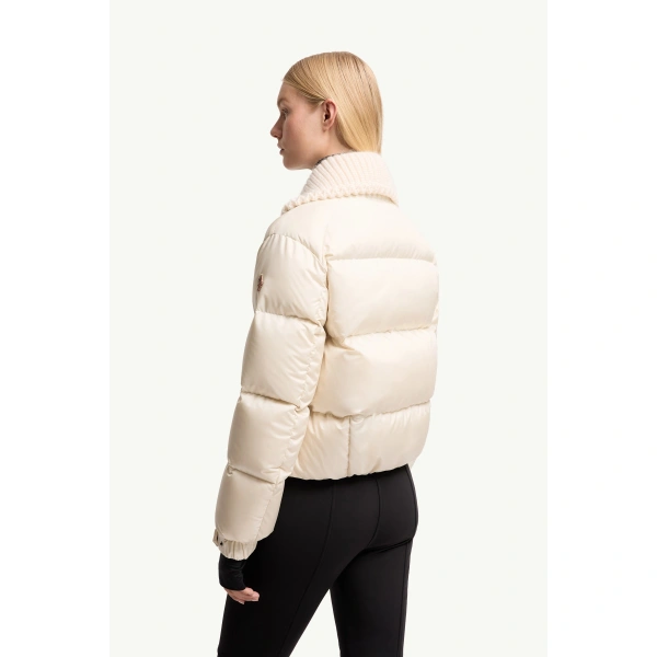 Moncler Jolie Wool-Trimmed Insulated Ski Jacket in White, view 5 | Women's Ski Jackets | Coveti