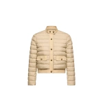 Moncler Juju Cotton & Linen-Trimmed Short Down Jacket in Beige | Women's Puffer Jackets | Coveti
