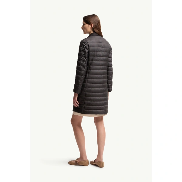 Moncler Jujulong Cotton & Linen-Trimmed Down Jacket in Black, view 5 | Women's Puffer and Down Coats | Coveti