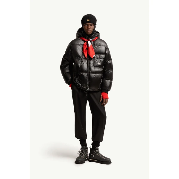 Moncler Karakorum Hooded Short Down Jacket in Black, view 2 | Men's Jackets | Coveti