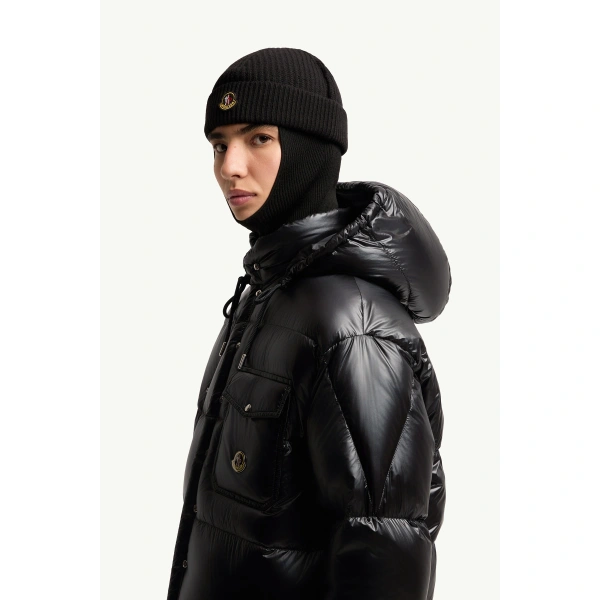 Moncler Karakorum Hooded Short Down Jacket in Black, view 3 | Women's Puffer Jackets | Coveti
