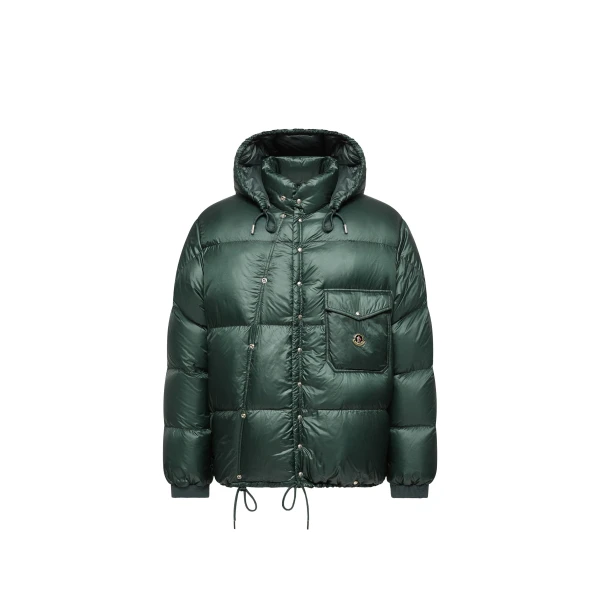 Moncler Karakorum Hooded Short Down Jacket in Dark Green | Men's Jackets | Coveti
