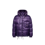 Moncler Karakorum Hooded Short Down Jacket in Purple | Women's Puffer Jackets | Coveti