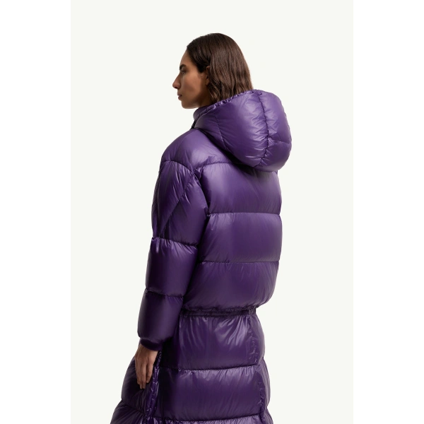 Moncler Karakorum Hooded Short Down Jacket in Purple, view 5 | Women's Puffer Jackets | Coveti
