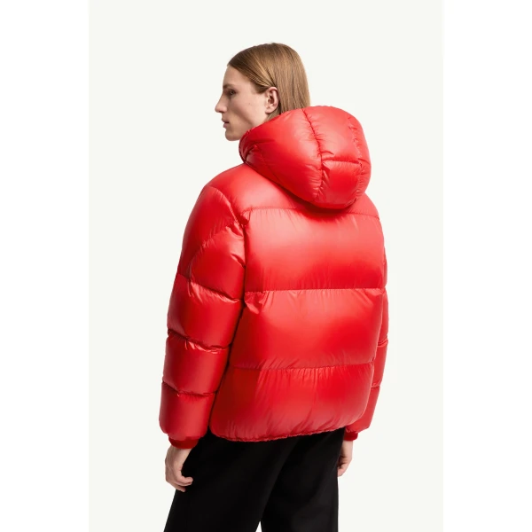 Moncler Karakorum Hooded Short Down Jacket in Red, view 5 | Men's Jackets | Coveti