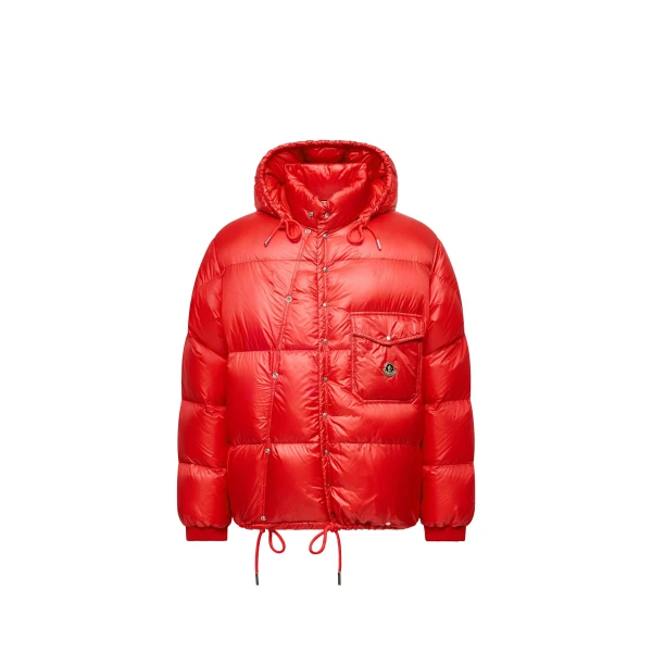Moncler Karakorum Hooded Short Down Jacket in Red | Men's Jackets | Coveti