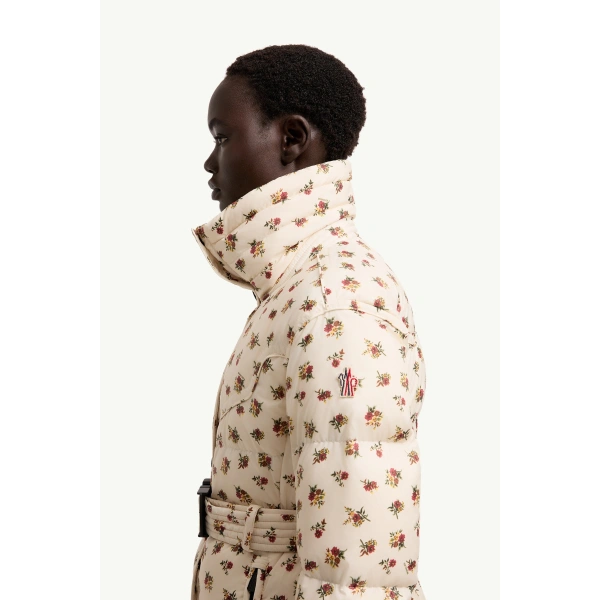 Moncler Karshi Floral Insulated Ski Jacket in White Ivory, view 3 | Women's Ski Jackets | Coveti