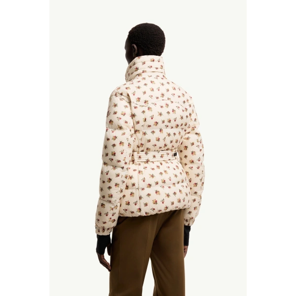 Moncler Karshi Floral Insulated Ski Jacket in White Ivory, view 5 | Women's Ski Jackets | Coveti