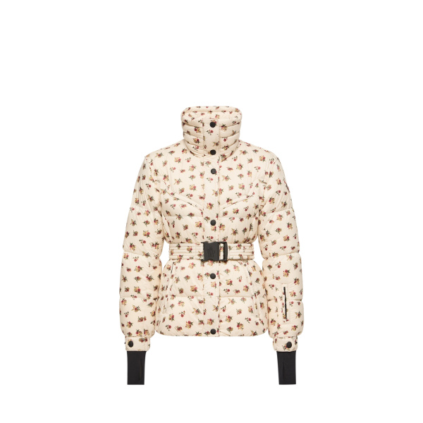 Moncler Karshi Floral Insulated Ski Jacket in White Ivory | Women's Ski Jackets | Coveti