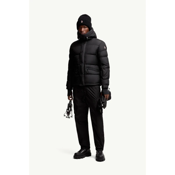 Moncler Kasanka Hooded Insulated Ski Jacket in Black, view 2 | Men's Skiwear | Coveti