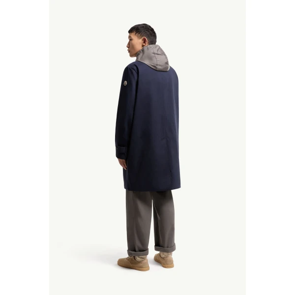 Moncler Kervoyal Hooded Long Down Parka Jacket in Navy Blue, view 5 | Men's Coats | Coveti