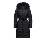 Moncler Khloesse Shearling-Trimmed Hooded Long Down Jacket in Black | Women's Puffer and Down Coats | Coveti