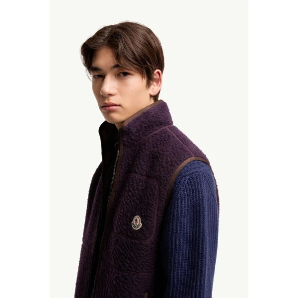Moncler Knit Gilet in Dark Purple, view 3 | Men's Knitwear | Coveti