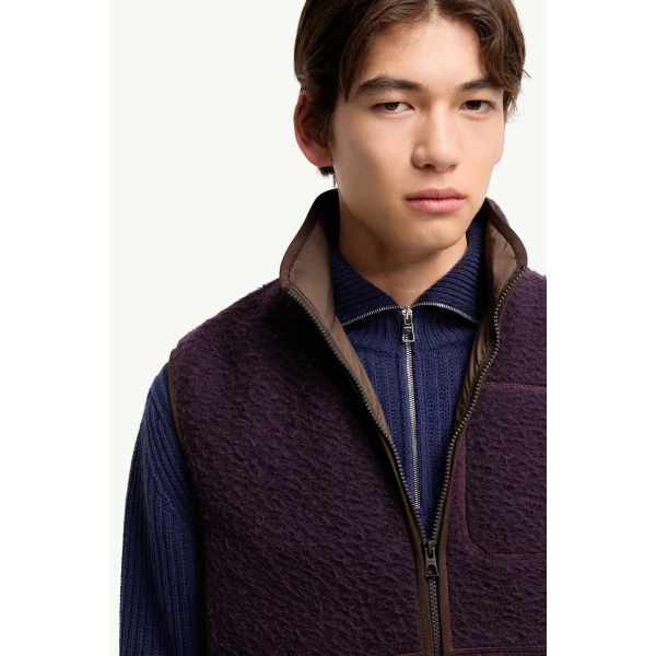 Moncler Knit Gilet in Dark Purple, view 6 | Men's Knitwear | Coveti