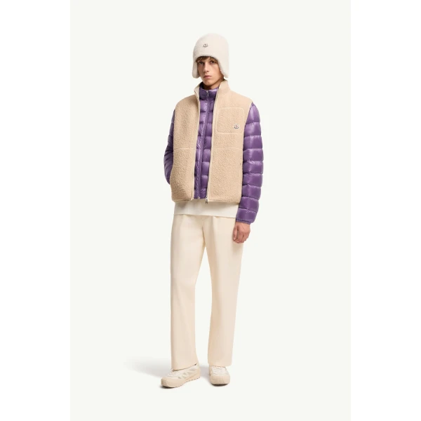 Moncler Knit Gilet in Light Beige, view 2 | Men's Knitwear | Coveti