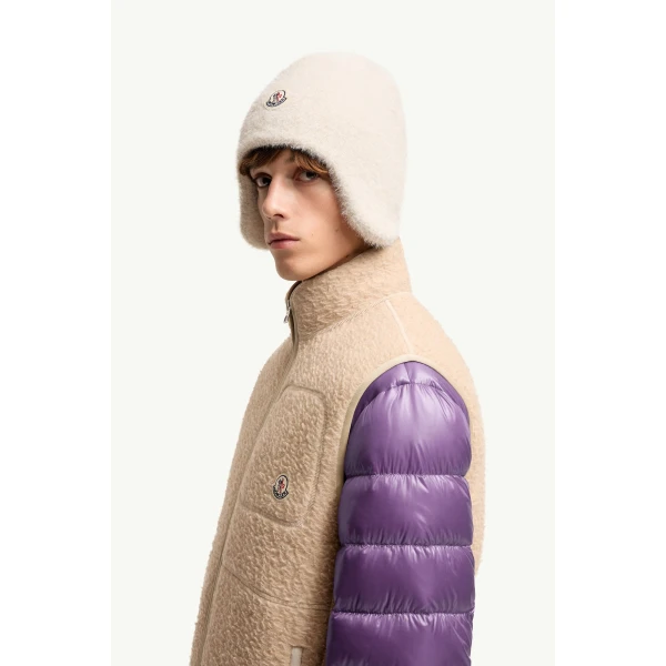 Moncler Knit Gilet in Light Beige, view 3 | Men's Knitwear | Coveti