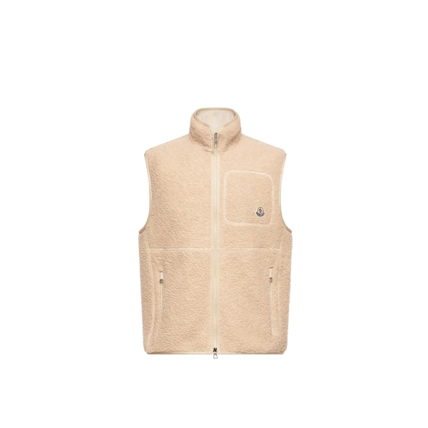 Moncler Knit Gilet in Light Beige | Men's Knitwear | Coveti