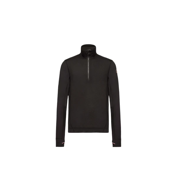 Moncler Knit Half-Zip Polo Neck in Black | Men's Sweatshirts | Coveti