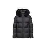 Moncler Laichefur Shearling-Trimmed Short Down Jacket in Black | Women's Puffer Jackets | Coveti