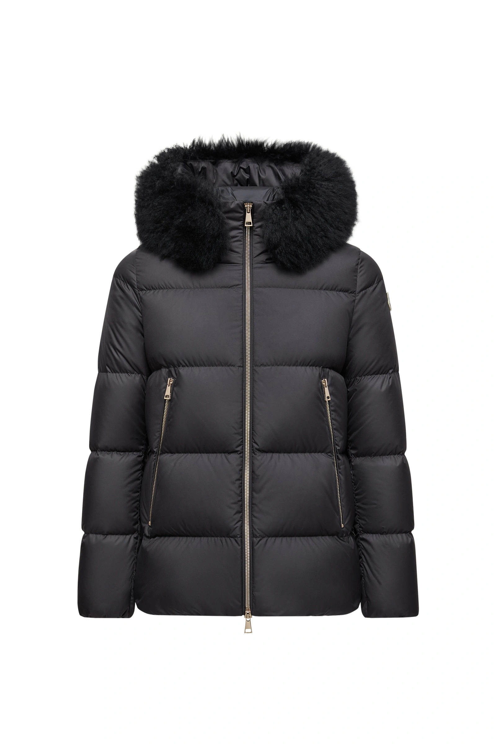 Moncler Laichefur Shearling-Trimmed Short Down Jacket in Black Moncler Laichefur Shearling-Trimmed Short Down Jacket in Black | Women's Puffer Jackets | Coveti