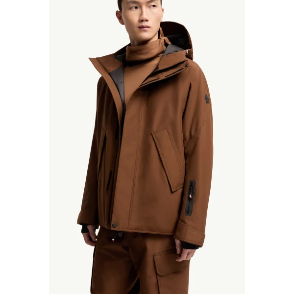 Moncler Lambir Hooded GORE-TEX Ski Jacket in Brown, view 6 | Men's Skiwear | Coveti