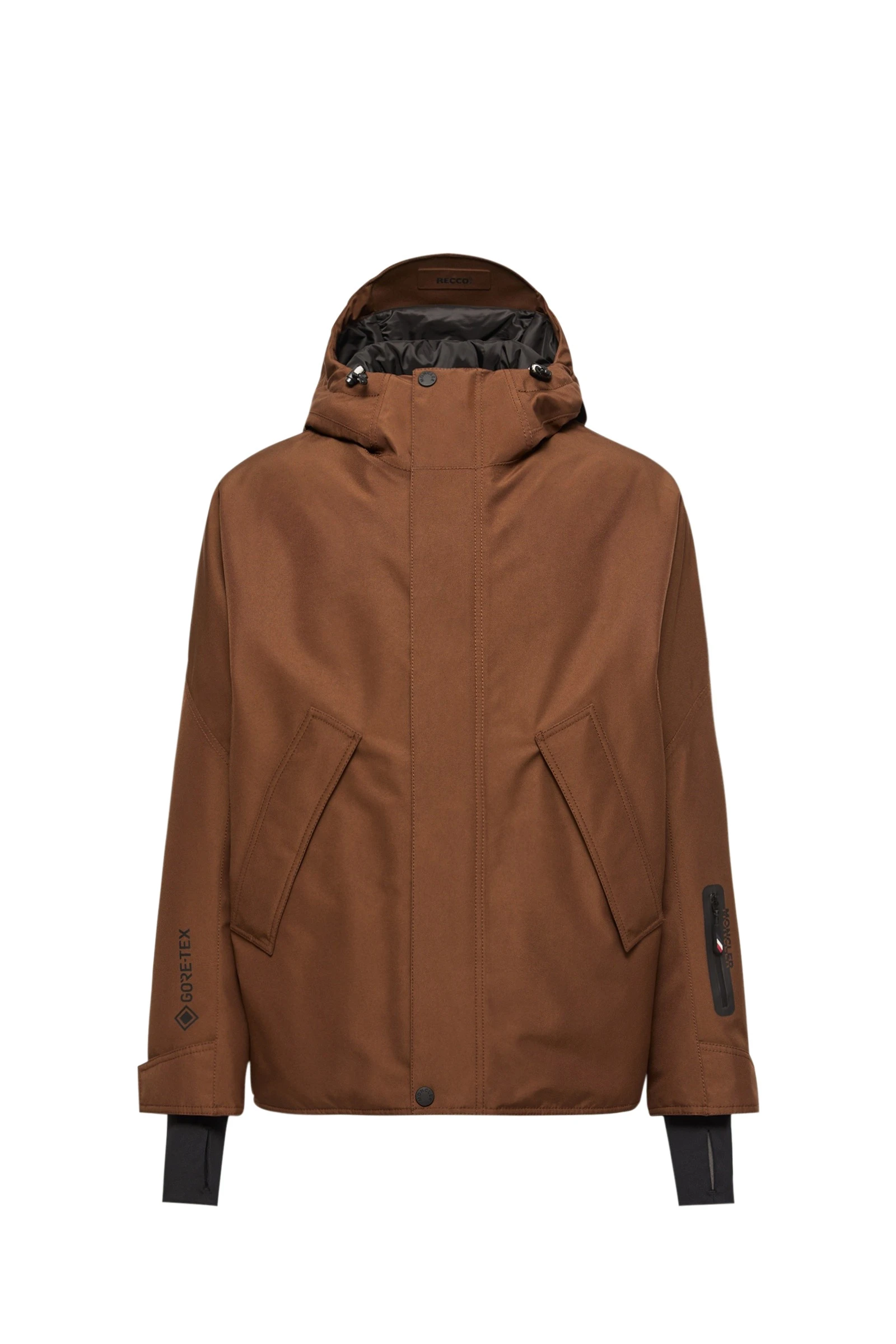 Moncler Lambir Hooded GORE-TEX Ski Jacket in Brown Moncler Lambir Hooded GORE-TEX Ski Jacket in Brown | Men's Skiwear | Coveti