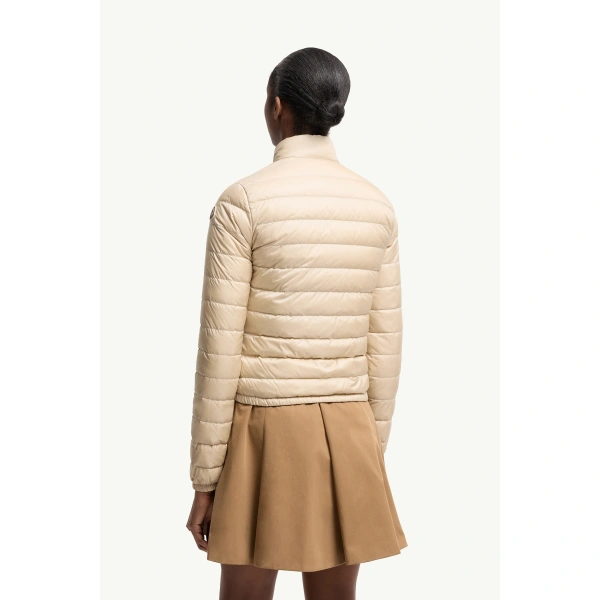 Moncler Lans Packable Short Down Jacket in Beige, view 5 | Women's Puffer Jackets | Coveti