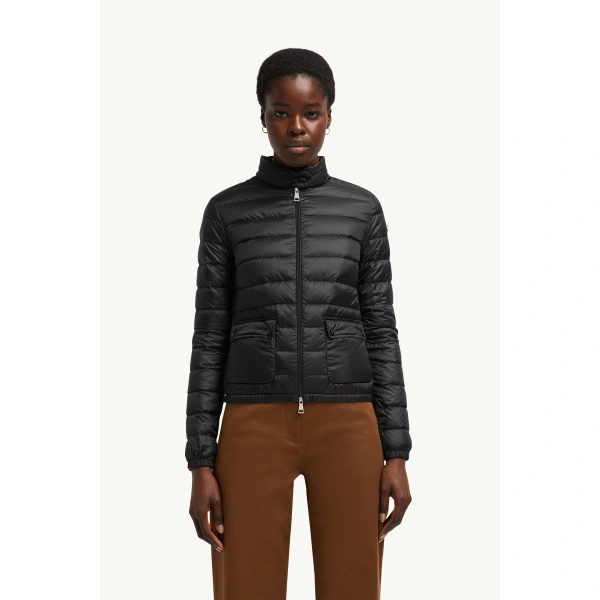 Moncler Lans Packable Short Down Jacket in Black, view 4 | Women's Puffer Jackets | Coveti