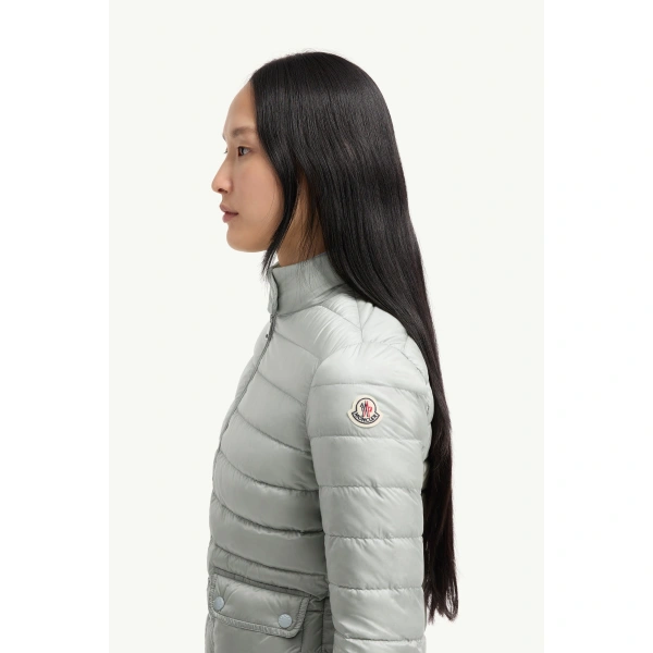 Moncler Lans Packable Short Down Jacket in Gray, view 3 | Women's Puffer Jackets | Coveti