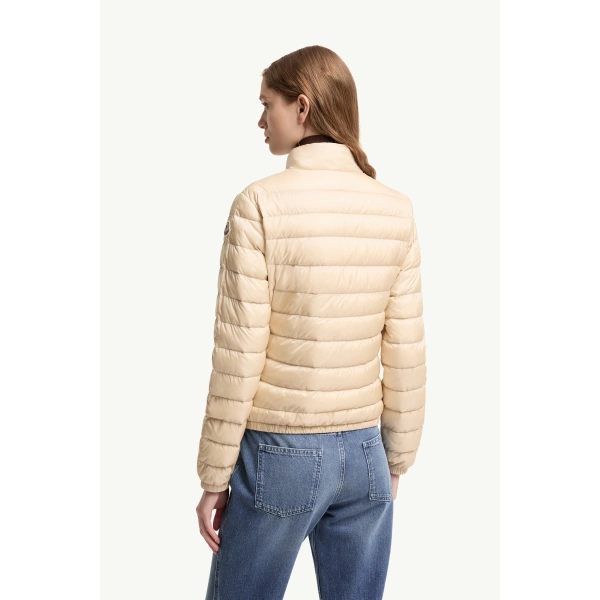 Moncler Lans Packable Short Down Jacket in Light Beige, view 5 | Women's Puffer Jackets | Coveti