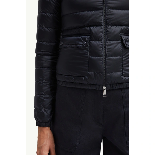Moncler Lans Packable Short Down Jacket in Night Blue, view 6 | Women's Puffer Jackets | Coveti