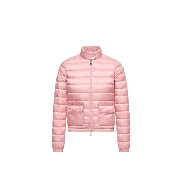 Moncler Lans Packable Short Down Jacket in Rose Pink | Women's Puffer Jackets | Coveti