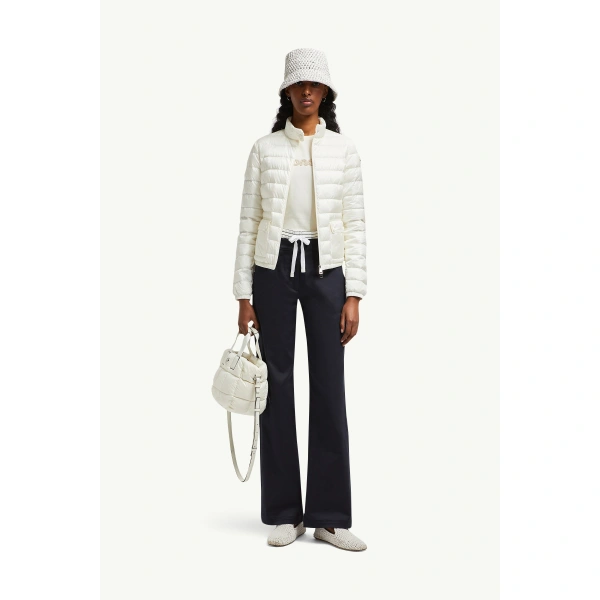 Moncler Lans Packable Short Down Jacket in White, view 2 | Women's Puffer Jackets | Coveti