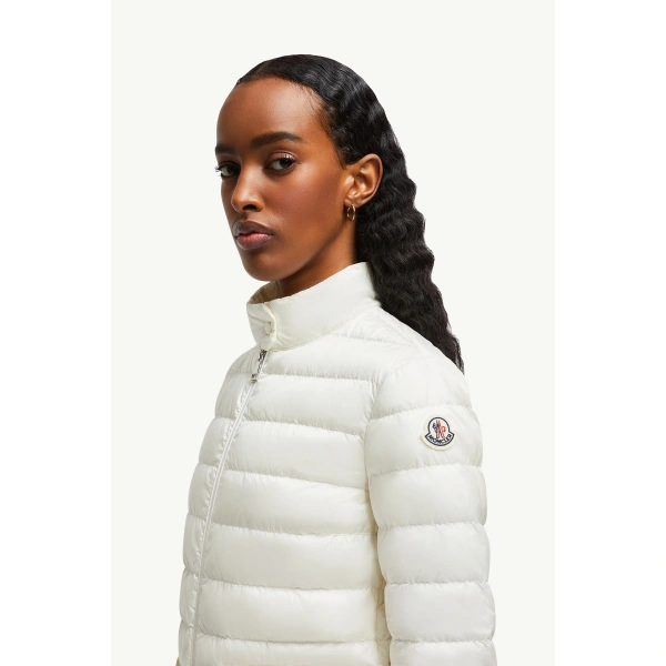 Moncler Lans Packable Short Down Jacket in White, view 3 | Women's Puffer Jackets | Coveti