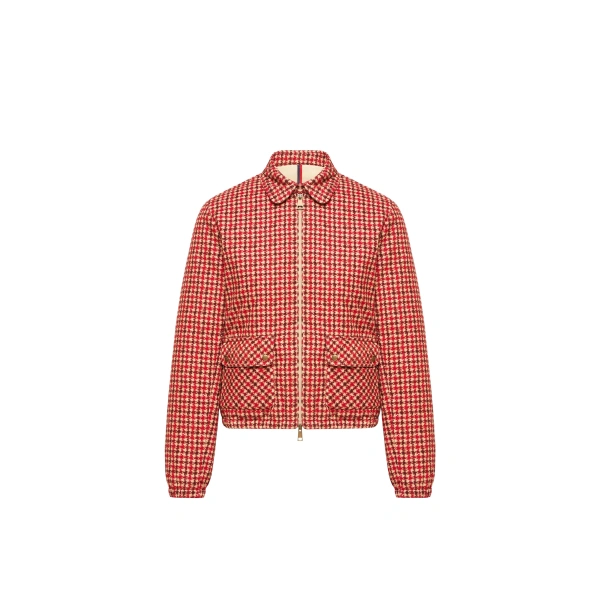 Moncler Lanset Velvet Short Down Jacket in Red | Women's Puffer Jackets | Coveti
