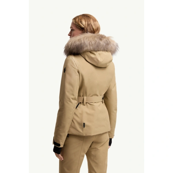 Moncler Laplance GORE-TEX Shearling-Trimmed Hooded Insulated Ski Jacket in Beige, view 5 | Women's Ski Jackets | Coveti
