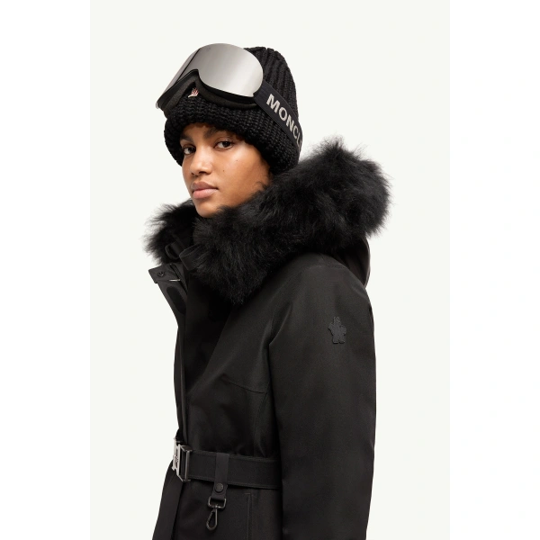 Moncler Laplance GORE-TEX Shearling-Trimmed Hooded Insulated Ski Jacket in Black, view 3 | Women's Ski Jackets | Coveti