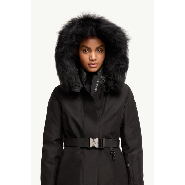 Moncler Laplance GORE-TEX Shearling-Trimmed Hooded Insulated Ski Jacket in Black, view 6 | Women's Ski Jackets | Coveti