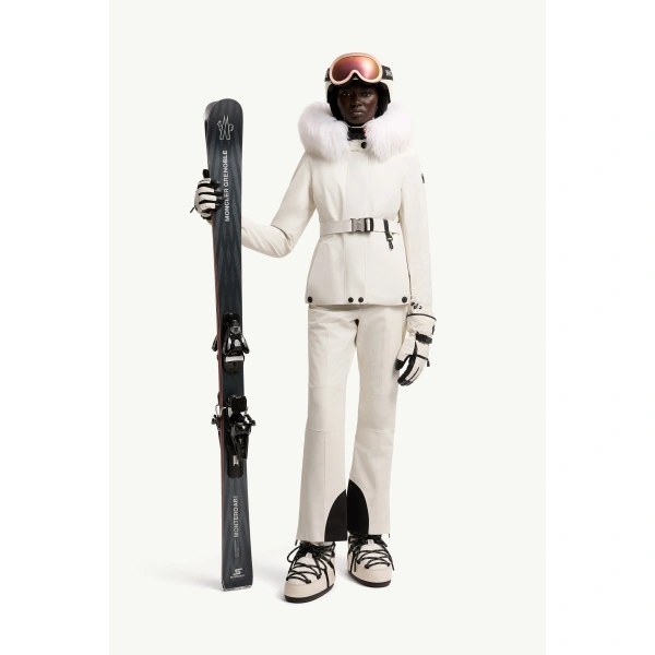 Moncler Laplance GORE-TEX Shearling-Trimmed Hooded Insulated Ski Jacket in White, view 2 | Women's Ski Jackets | Coveti