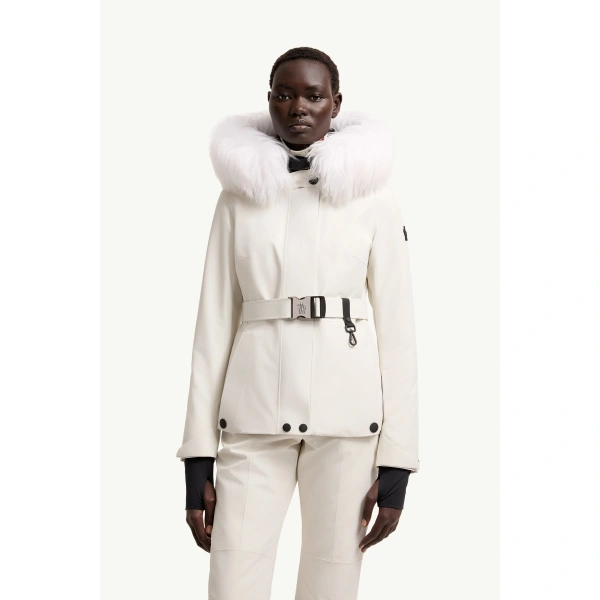 Moncler Laplance GORE-TEX Shearling-Trimmed Hooded Insulated Ski Jacket in White, view 4 | Women's Ski Jackets | Coveti