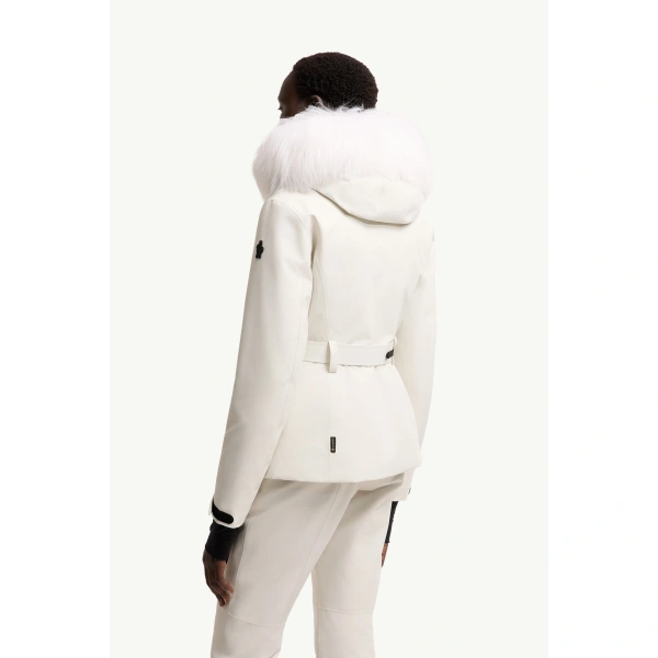 Moncler Laplance GORE-TEX Shearling-Trimmed Hooded Insulated Ski Jacket in White, view 5 | Women's Ski Jackets | Coveti